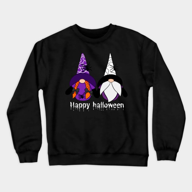 Happy Halloween! Cute Halloween Gnomes Spiders Autumn Vibes Halloween Thanksgiving Crewneck Sweatshirt by BellaPixel